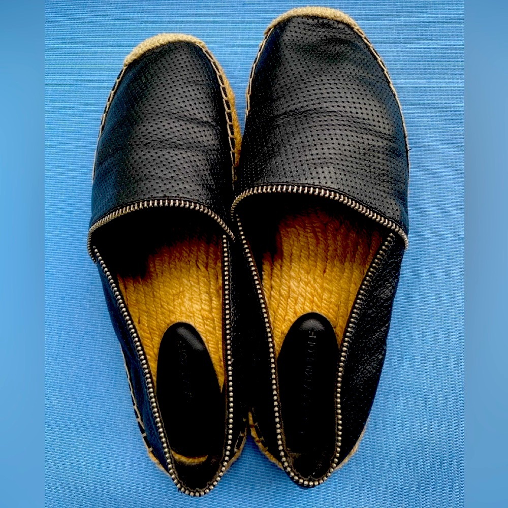 Rebecca Minkoff Gabi Size 10 Black Perforated Leather Espadrille Excellent Cond